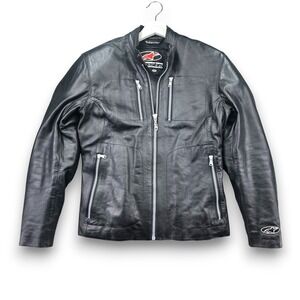 Alpinestars Womens Black Leather Motorcycle Jacket 44 Cafe Racer Quilted Lined